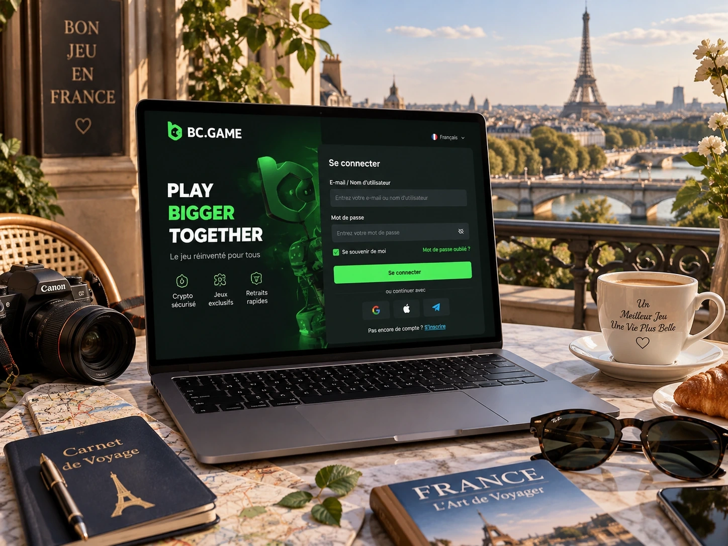 Écran de connexion BC Game France