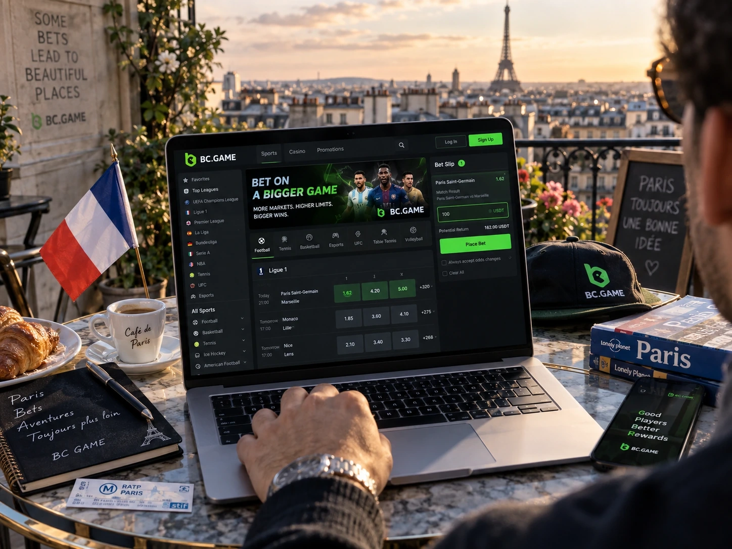 Interface de paris sportifs BC Game France